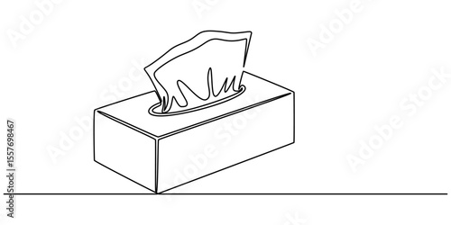 Minimalist One-Line Drawing of Tissue Box on Light Background, Tissue box continuous one line drawing, Single line drawing illustration of Tissue box icon. Blank tissue box mockup concept vector art. 