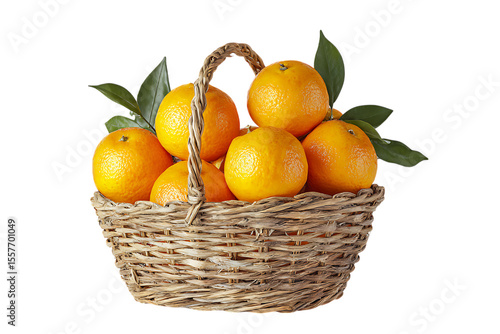 Juicy oranges in a rustic basket, ready for harvest.
