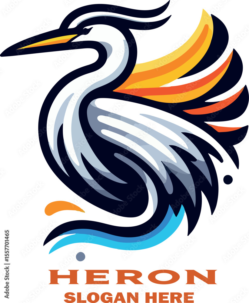 Obraz premium Heron logo vector white background .