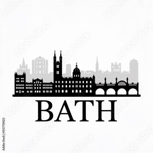 Bath Skyline Silhouette — England's Historic Heritage City Vector Illustration