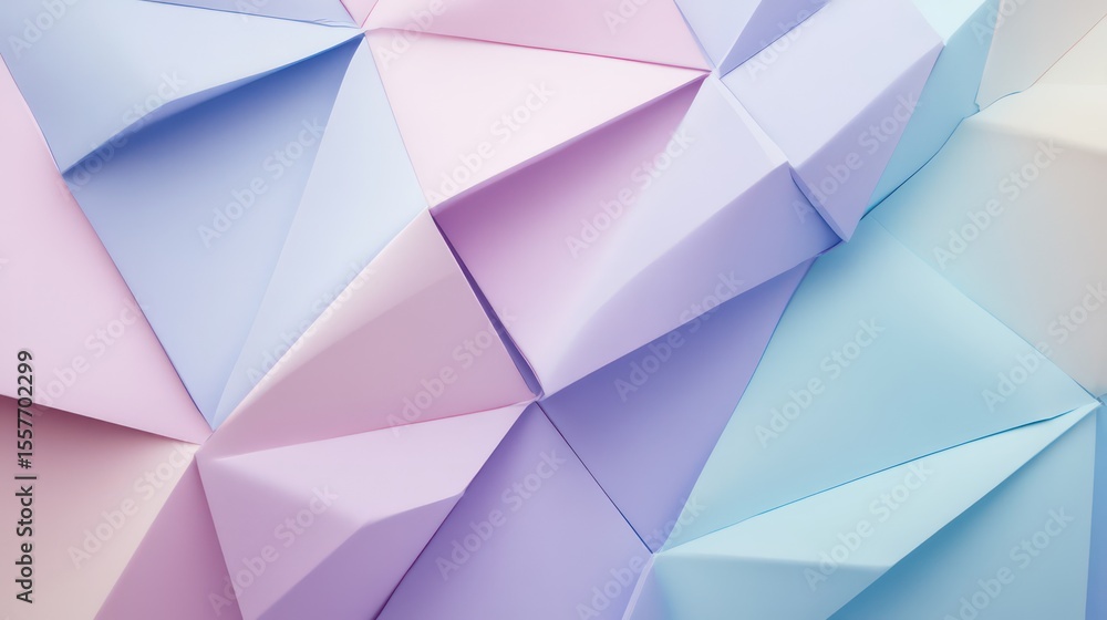 Fototapeta premium Soft angular triangle background in pastel tones of light purple, blue, and pale pink