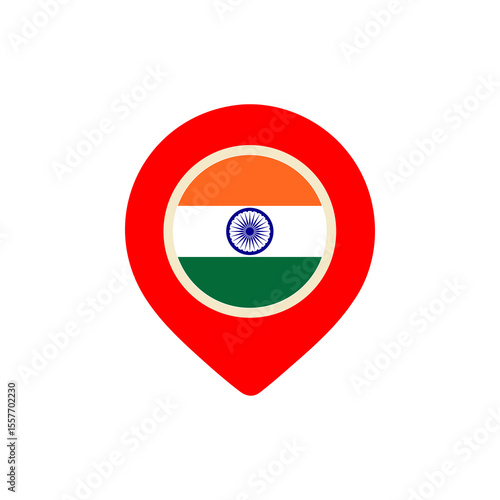 Free Download india map location flag pin with indian national symbol in red for modern sign and pointer icon png - GFXLoad