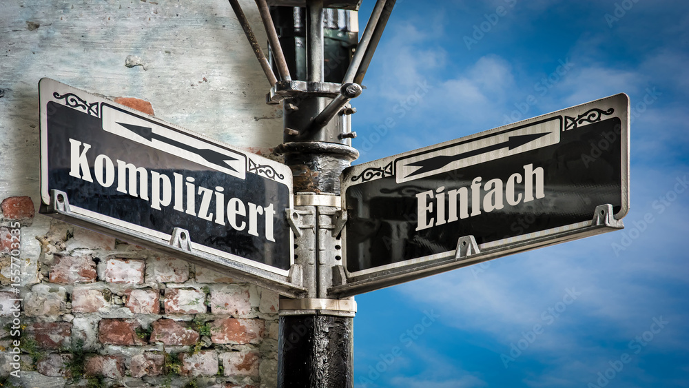 Obraz premium Signposts the direct way to Simple versus Complicated