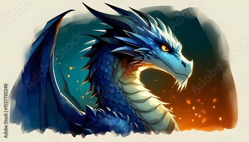 blue dragon head on texture background
