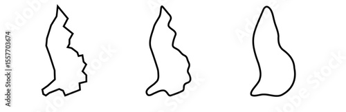 Liechtenstein country black outline silhouettes in three different levels of smoothness. Simplified maps. Vector icons isolated on white background.