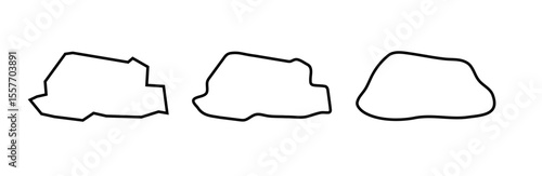 Bhutan country black outline silhouettes in three different levels of smoothness. Simplified maps. Vector icons isolated on white background.
