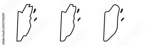 Belize country black outline silhouettes in three different levels of smoothness. Simplified maps. Vector icons isolated on white background.