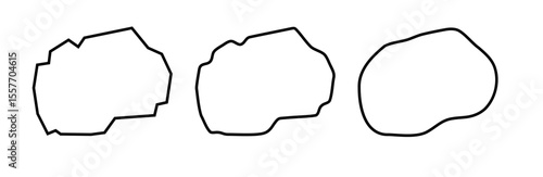 North Macedonia country black outline silhouettes in three different levels of smoothness. Simplified maps. Vector icons isolated on white background.