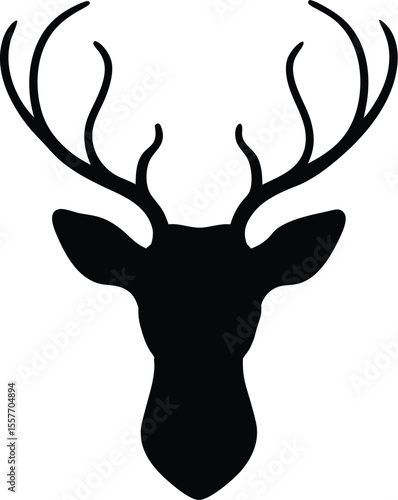 Strong deer head glowing under soft twilight with majestic antlers and fur silhouette vector