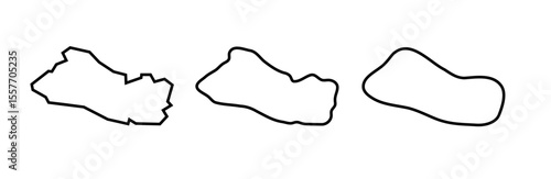 El Salvador country black outline silhouettes in three different levels of smoothness. Simplified maps. Vector icons isolated on white background.