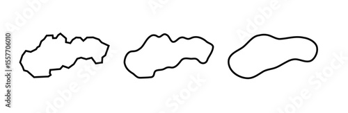 Slovakia country black outline silhouettes in three different levels of smoothness. Simplified maps. Vector icons isolated on white background.
