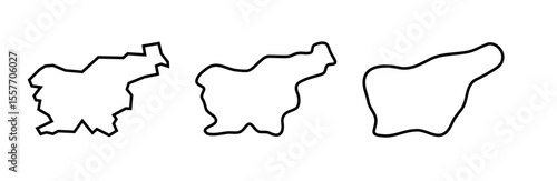 Slovenia country black outline silhouettes in three different levels of smoothness. Simplified maps. Vector icons isolated on white background.
