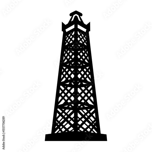 Bastille Day celebration design, featuring elegant black tower silhouette.  This graphic design element is perfect for invitations, postcards, or posters celebrating Bastille Day.