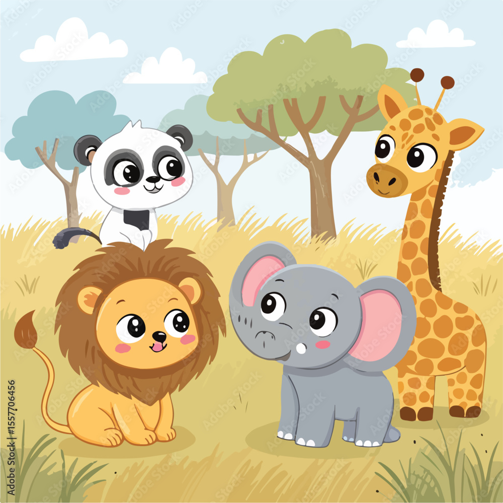 Naklejka premium animals in the forest