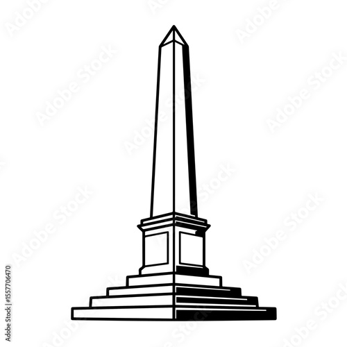 Argentinian Independence Day obelisk.  National monument illustration perfect for patriotic designs. This Argentina Independence Day symbol is ideal for creating commemorative graphics, cards,