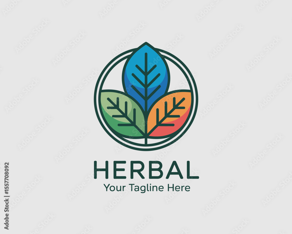 Colorful Herbal Leaves Logo Colorful Herbal Leaves Logo