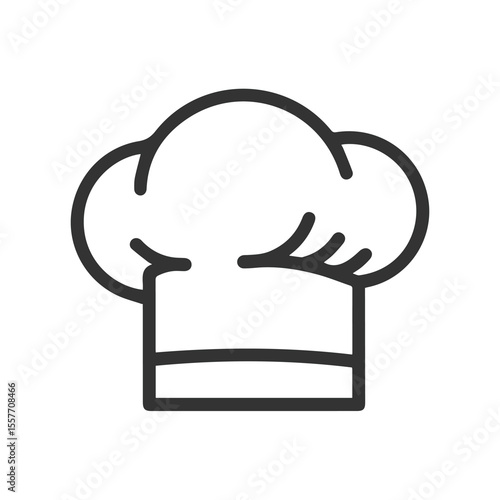 Simple black outline of a chef s hat on a white background