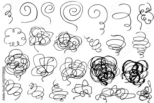 手描きのもやもやマークと吹き出し　憂うつ　不安　鬱　ベクター