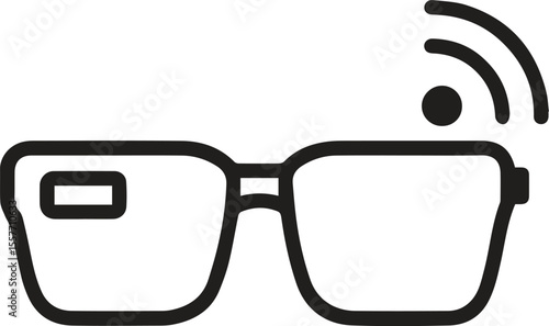 Smart Glasses with Wireless Connectivity Augmented Reality Wearable Technology Future Vision Device Innovation in Eyewear Modern Lifestyle Accessory Black and White Vector