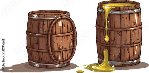 old wooden barrel