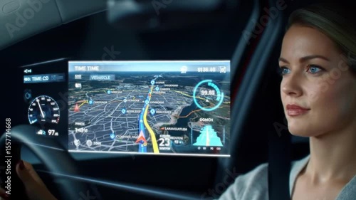 Holographic Car Navigation System in Futuristic Vehicle