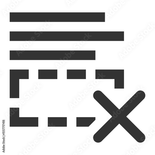 Icon representing the deletion or removal of a document or text selection