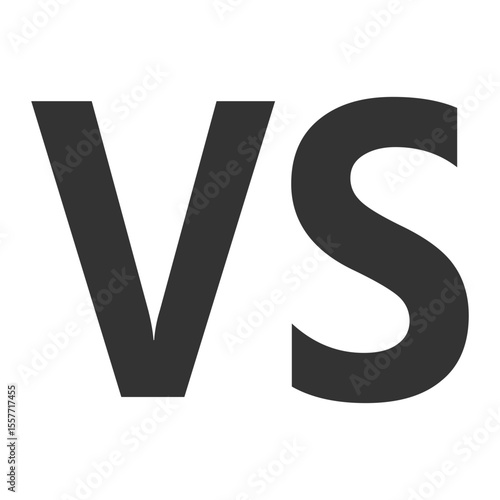 Bold dark gray vs letters on a black background representing comparison or opposition