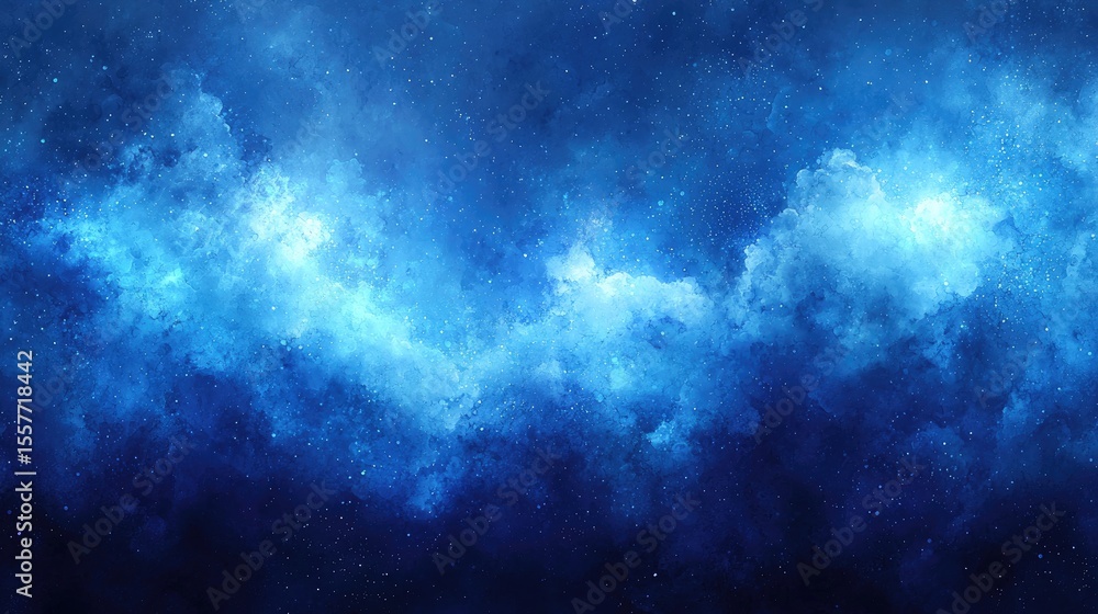 Fototapeta premium Detailed celestial nebulae in a deep blue color scheme.