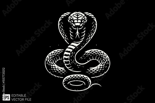 dark art snake illustration black and white design in black background