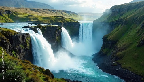 Majestic Waterfalls Cascading Through Rocky Dales A Breathtaking Nature Spectacle