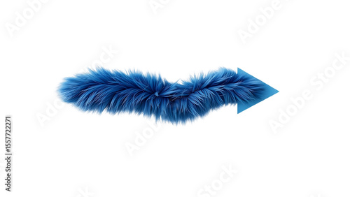 Arrow shape with blue fur isolated on white background 3d rendering