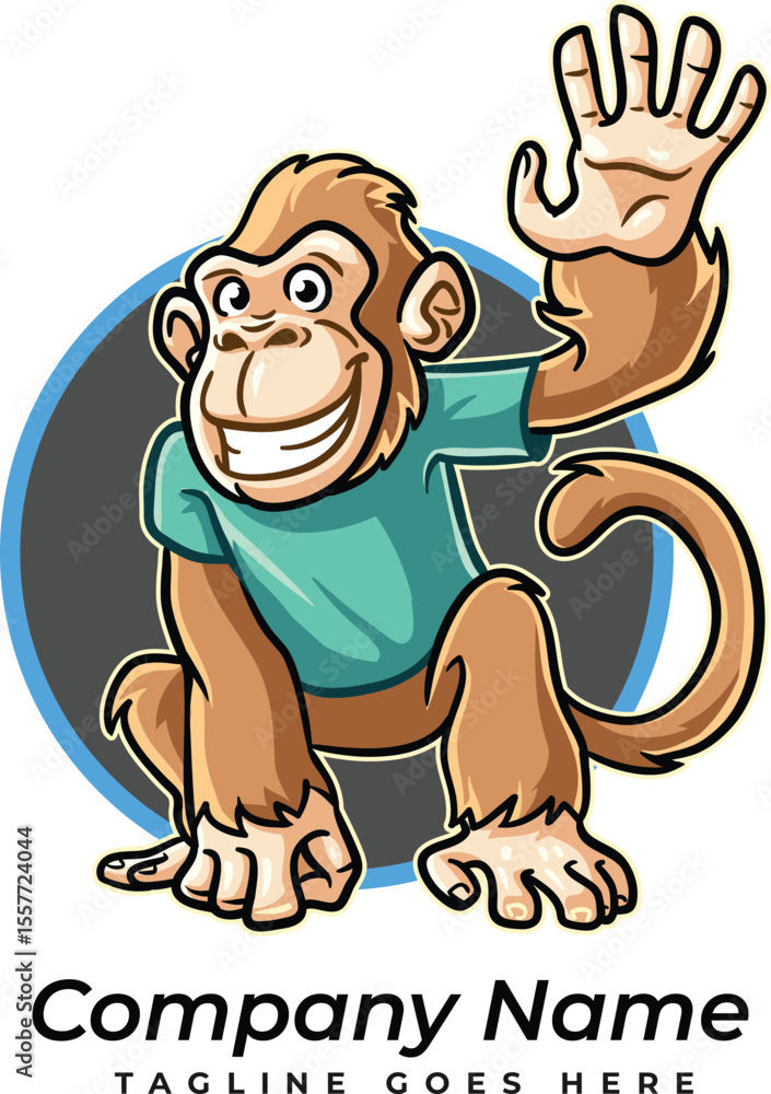Obraz premium Cute Monkey Cartoon Vector – Perfect for Stickers, T-Shirts & Kids Projects