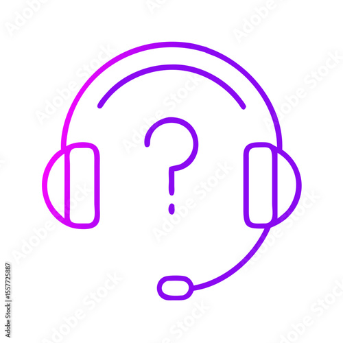 Support headset icon represented with question mark in purple outline  