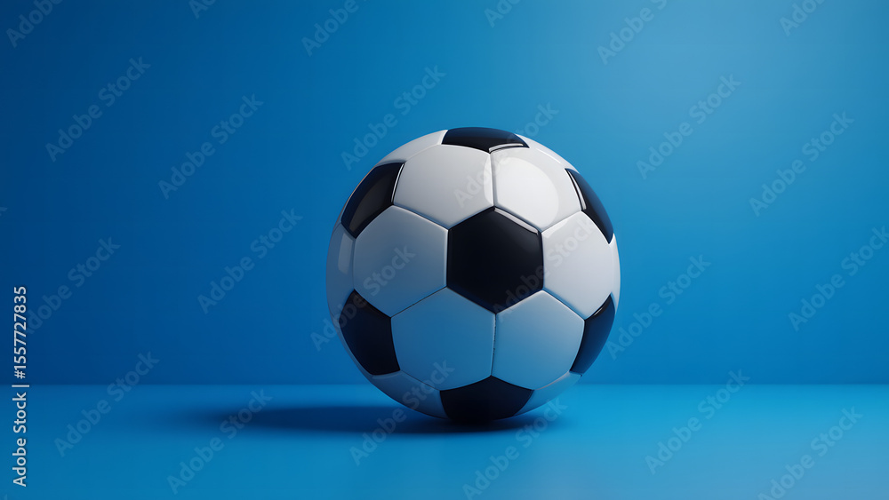 Naklejka premium Blue soccer ball isolated on a blue background, perfect for sports and game-related content