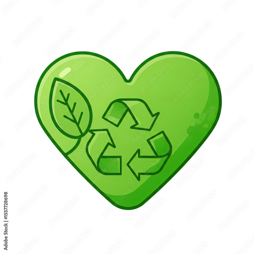 Green Heart Recycling Logo Eco-Friendly Design for Sustainability Green Heart Recycling Logo Eco-Friendly Design for Sustainability