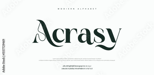 Acrasy Lettering Minimalist Fashion. Elegant alphabet letters serif font and number. Typography fonts regular uppercase, lowercase.	