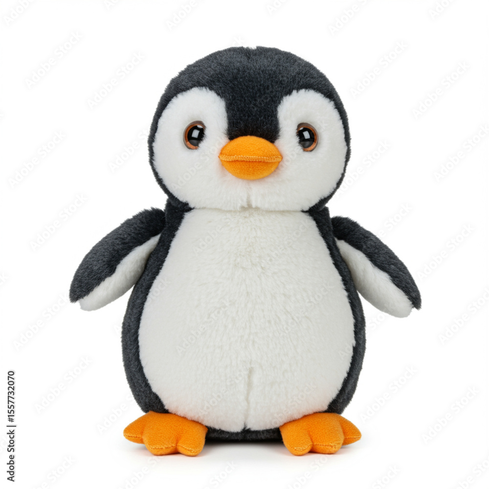 Fototapeta premium Cute Penguin Plush Toy Isolated on White