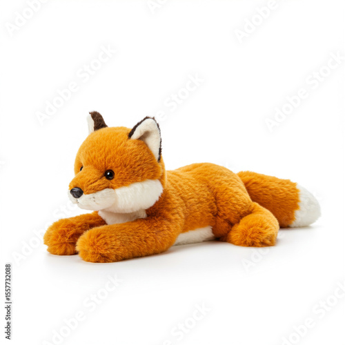Soft Orange Fox Plush Toy Isolated on White