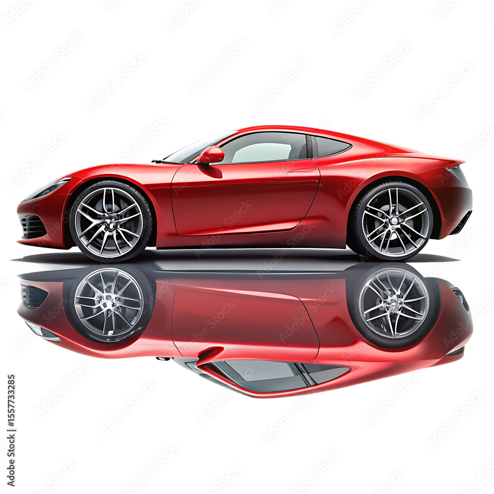 Sleek crimson coupe automotive design isolated on a transparent background sports car vehicle Sleek crimson coupe automotive design isolated on a transparent background sports car vehicle