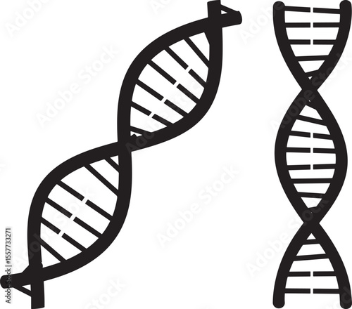 DNA Helix Strand Silhouette on White Background vector illustration