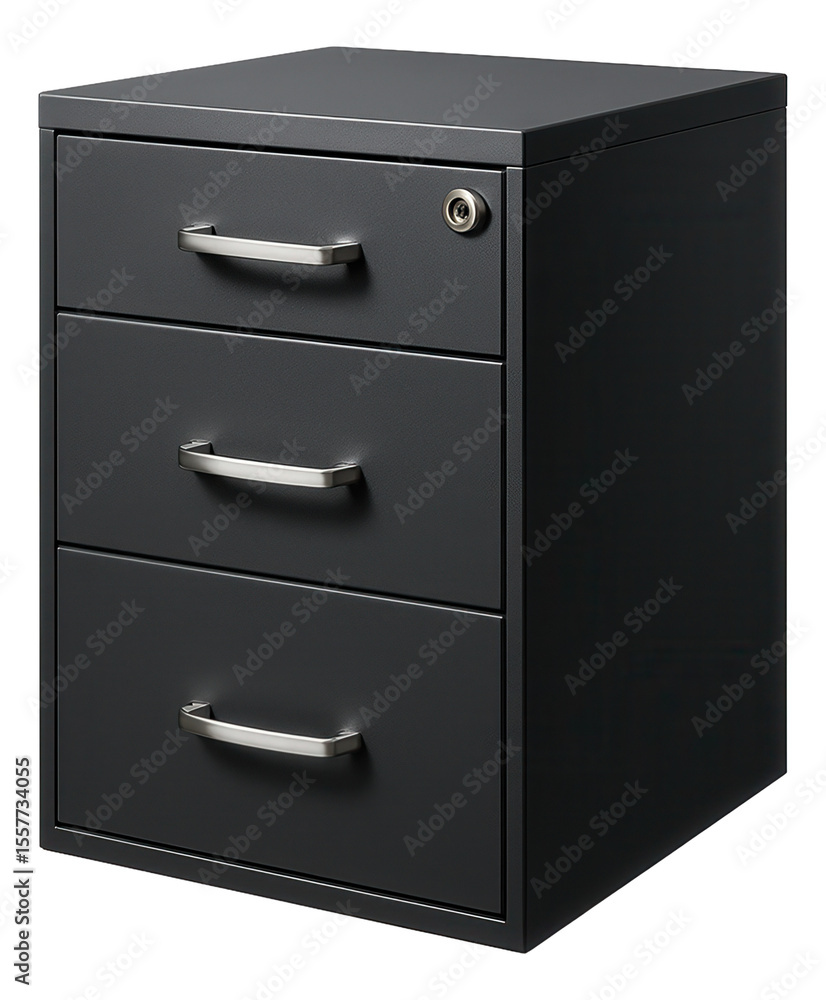 A sleek metal filing cabinet with a lock, perfect for storing sensitive documents in an apartment study. A sleek metal filing cabinet with a lock, perfect for storing sensitive documents in an apartment study.
