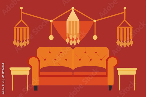 red and white sofa with pillows