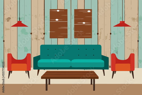 rustic space with distressed wood walls and mid