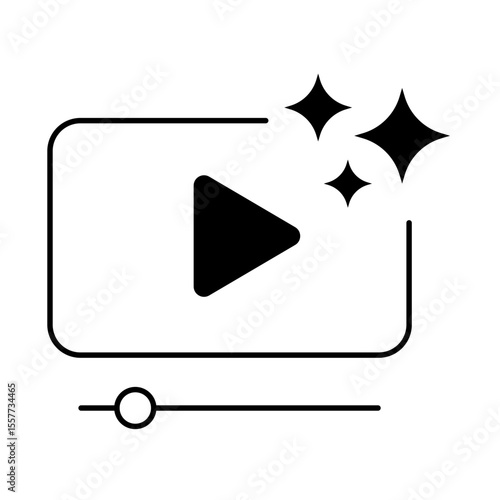 AI Generated Video Vector icon. Automated Video Production, Creative Video Design, AI Video Editing, Machine Learning, Digital Media Creation, Video Generation. Outline style.