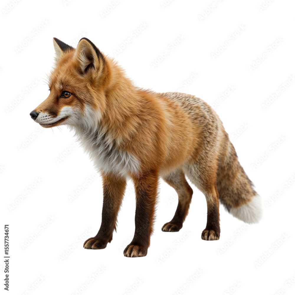 Obraz premium Red Fox Standing Isolated Showing Fur And Tail