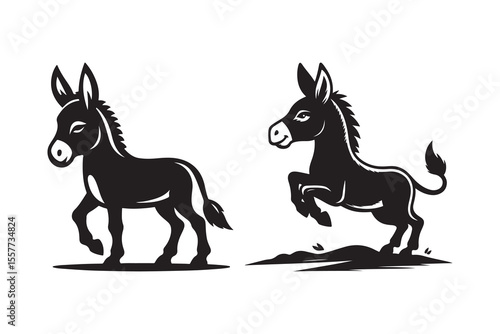 A Cartoon Style Donkey Silhouette vector