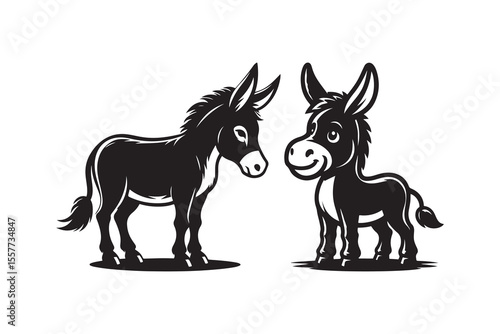 A Cartoon Style Donkey Silhouette vector