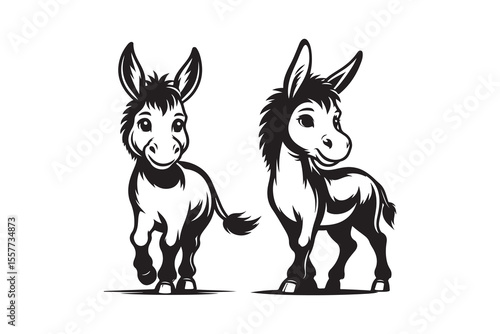 A Cartoon Style Donkey Silhouette vector
