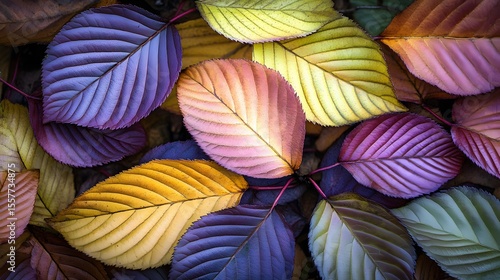 Wallpaper Mural Vibrant Autumn Leaves Close Up- Colorful Fall Foliage Texture Torontodigital.ca