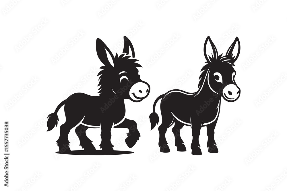 Naklejka premium A Cartoon Style Donkey Silhouette vector